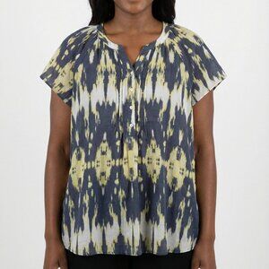 CJ Banks Women's Green & Blue Short Sleeve V-Neck Top Plus Size 3X